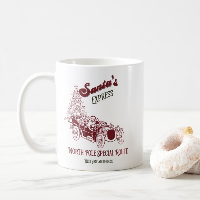 Santa's Express Vintage Weihnachten Kaffeetasse (Mit Donut)
