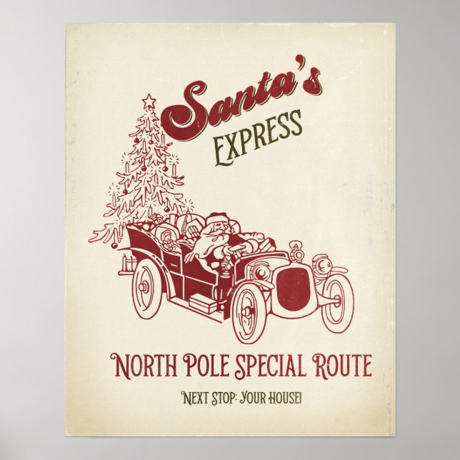 Santa's Express Vintage Weihnachten Poster (Vorne)
