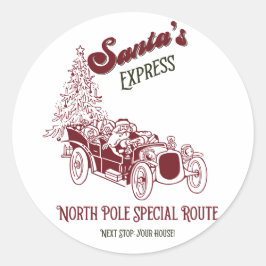 Santa's Express Vitange Christmas Runder Aufkleber