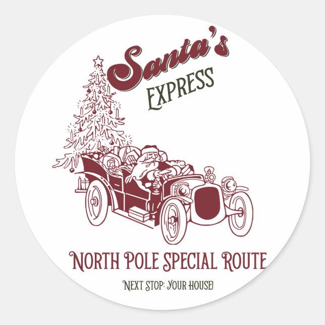 Santa's Express Vitange Christmas Runder Aufkleber (Vorderseite)