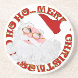 Santa's Face Circle-Sandstone Untersetzer