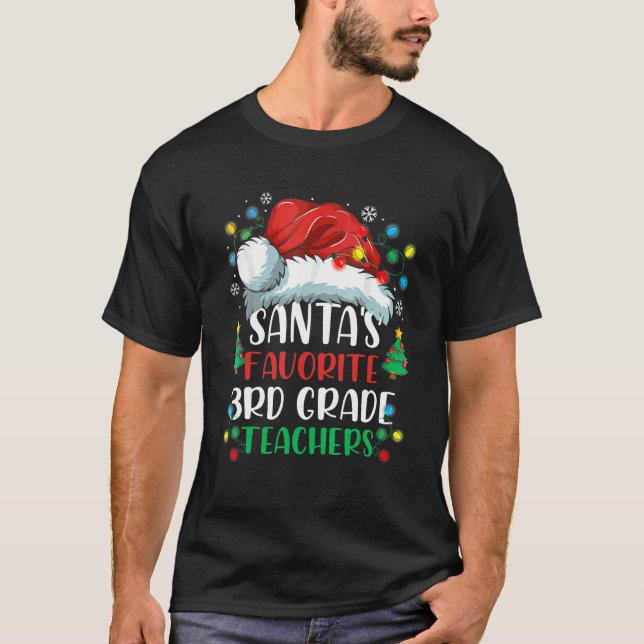 Santa's Favorite 3rd Grad Teacher Christmas Santa T-Shirt (Vorderseite)
