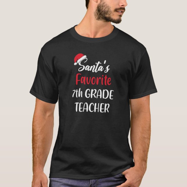 Santas Favorite 7th Grade Teacher Gift Christmas T-Shirt (Vorderseite)