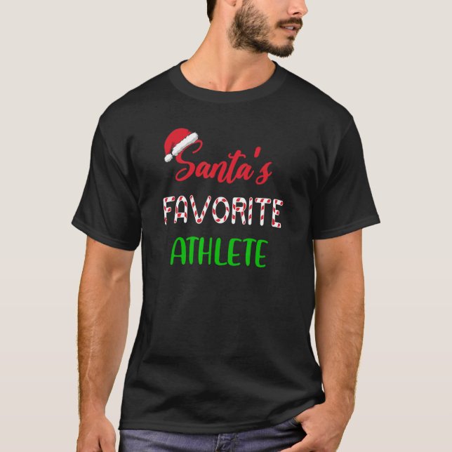 Santas Favorite Athlete   Funny Athletics Christma T-Shirt (Vorderseite)