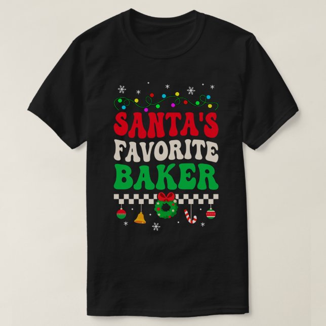 Santas Favorite Baker Retro Weihnachten T-Shirt (Design vorne)