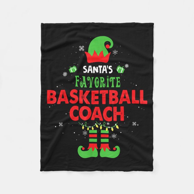 Santa's Favorite Basketball Coach Funny Elf Family Fleecedecke (Vorderseite)