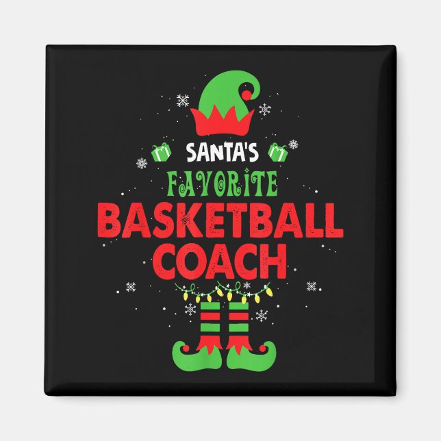 Santa's Favorite Basketball Coach Funny Elf Family Magnet (Vorne)