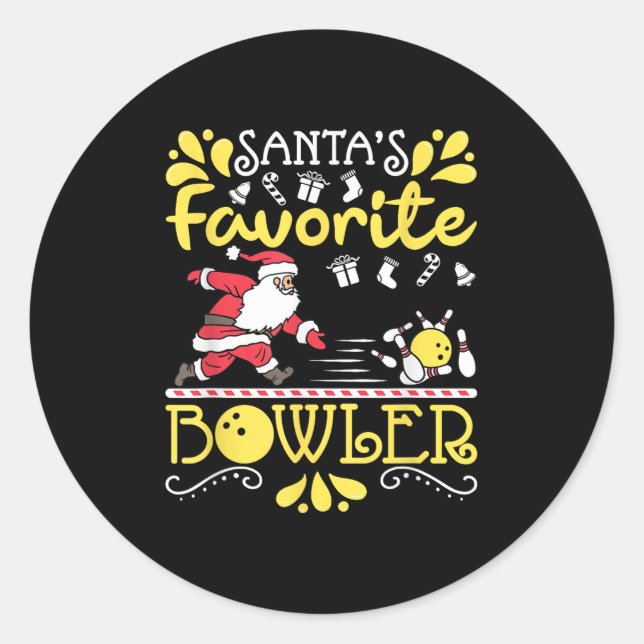 Santa's Favorite Bowler Santa Claus Bowling Christ Runder Aufkleber (Vorderseite)