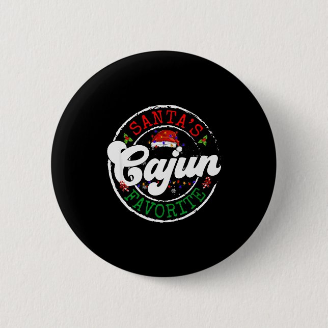 Santa's Favorite Cajun Christmas Pajama Family Mat Button (Vorderseite)