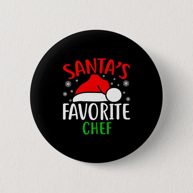 Santas Favorite Chef Funny Christmas Xmas Santa Lo Button (Vorderseite)