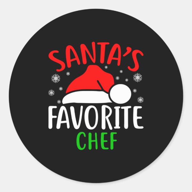 Santas Favorite Chef Funny Christmas Xmas Santa Lo Runder Aufkleber (Vorderseite)