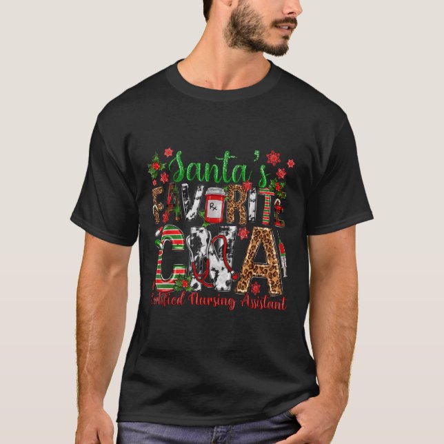 Santa's Favorite Cna Certified Nursing Istant Chri T-Shirt (Vorderseite)