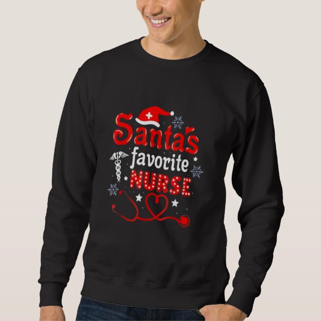 Santa's Favorite CNA Nurse  Santa Hat Candy cane X Sweatshirt (Vorderseite)