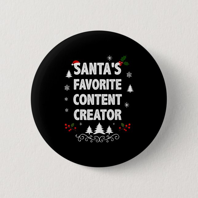 Santa's Favorite Content Creator Funny Christmas P Button (Vorderseite)