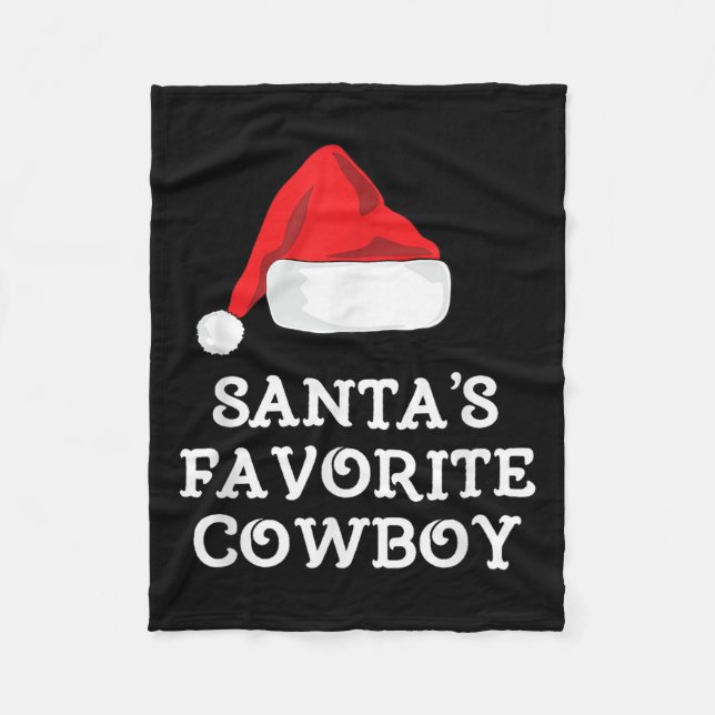 Santa's Favorite Cowboy Christmas Hat Funny Xmas  Fleecedecke (Vorderseite)