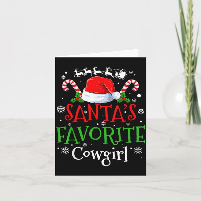 Santa's Favorite Cowgirl Christmas Party  Karte (Vorderseite)