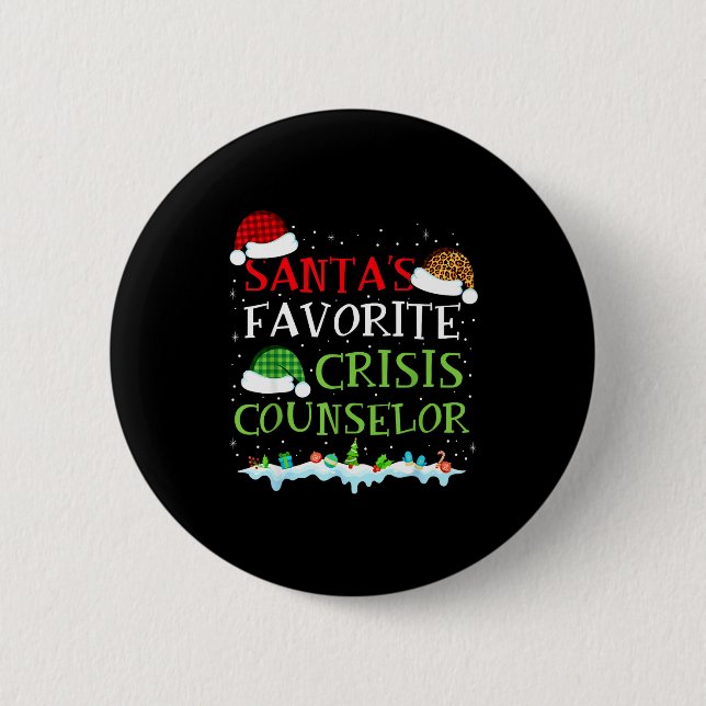 Santa's Favorite Crisis Counselor Fun Christmas  Button (Vorderseite)
