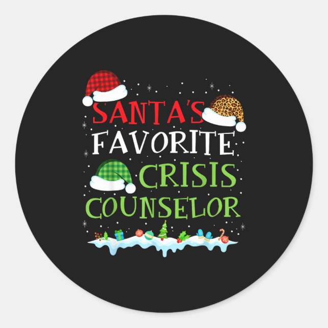 Santa's Favorite Crisis Counselor Fun Christmas  Runder Aufkleber (Vorderseite)