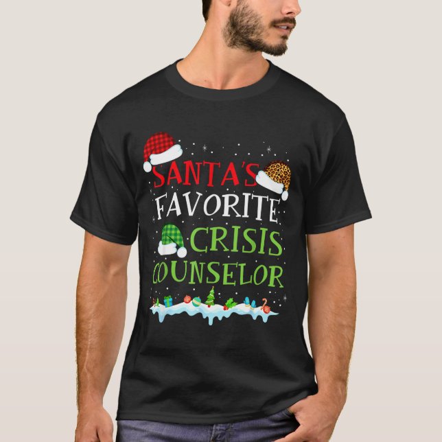 Santa's Favorite Crisis Counselor Fun Christmas  T-Shirt (Vorderseite)