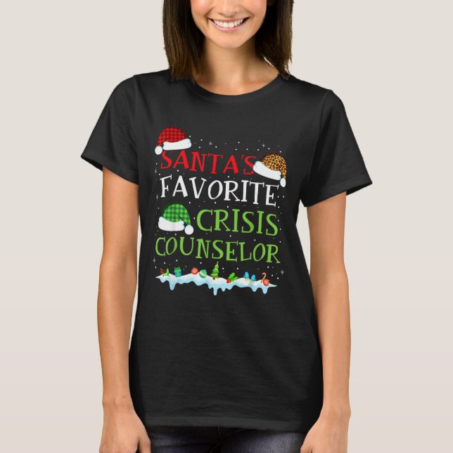 Santa's Favorite Crisis Counselor Fun Christmas  T-Shirt (Vorderseite)
