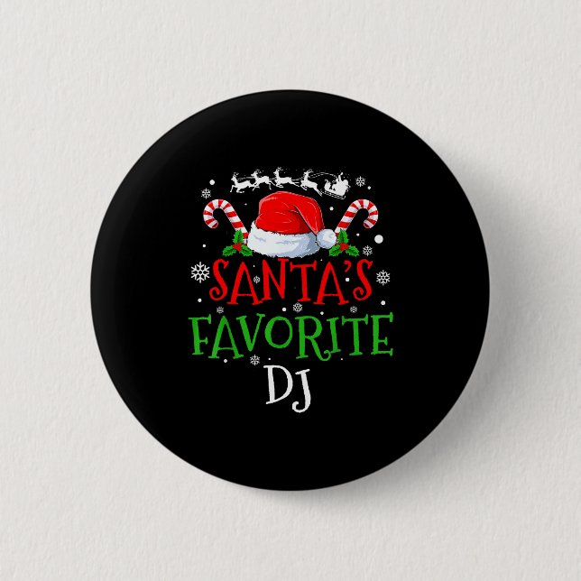 Santa's Favorite Dj Christmas Party  Button (Vorderseite)