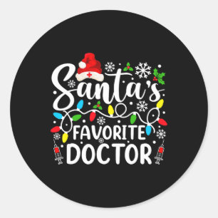 Santas Favorite Doctor Funny Christmas Family Matc Runder Aufkleber