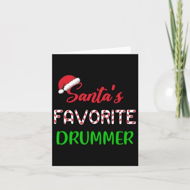 Santas Favorite Drummer Gift Fun Drum Christmas Pa Karte (Vorderseite)