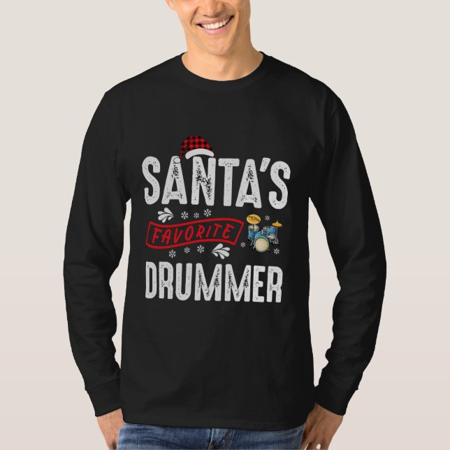 Santas Favorite Drummer Pajamas Christmas  T-Shirt (Vorderseite)
