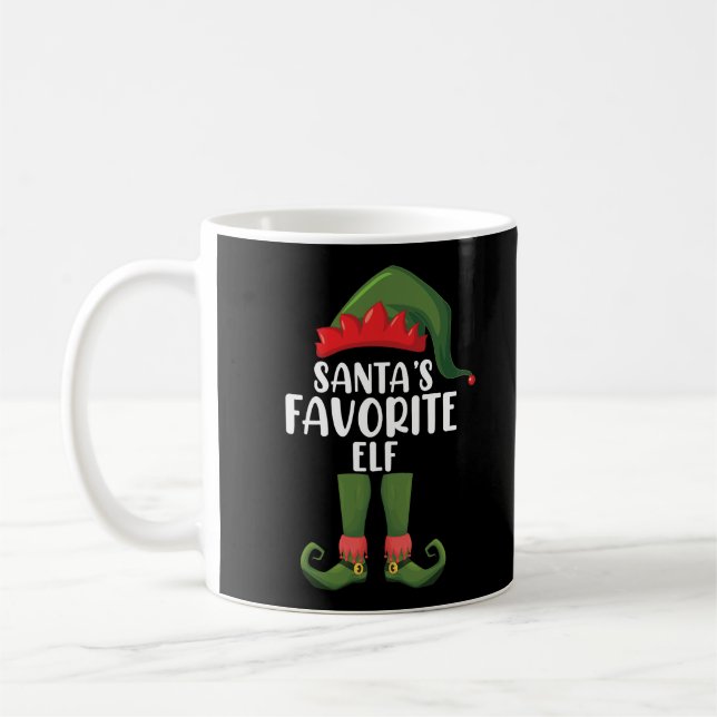 Santas Favorite Elf Matching Familie Weihnachten Kaffeetasse (Links)