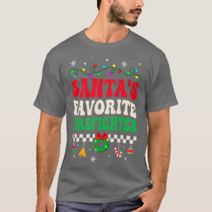 Santas Favorite Firefighter Retro Weihnachten T-Shirt