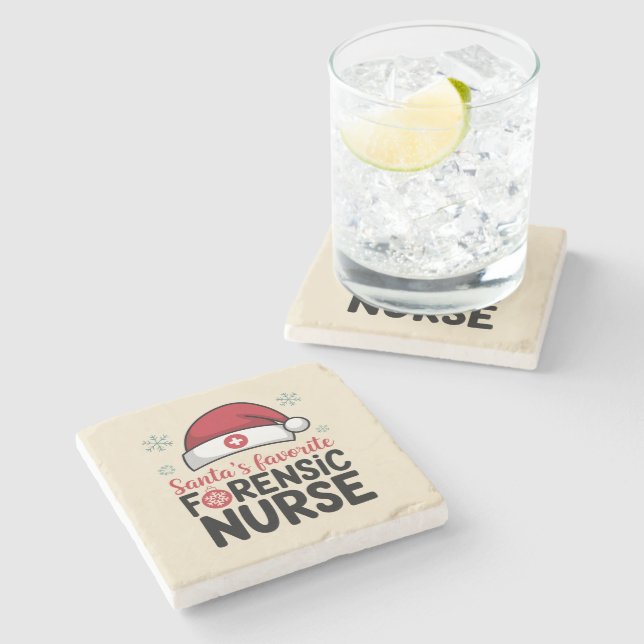 Santas Favorite Forensic Nurse Weihnachten Steinuntersetzer (Seitenansicht)