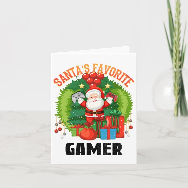 Santas Favorite Gamer - Gaming zu Weihnachten Karte (Vorderseite)