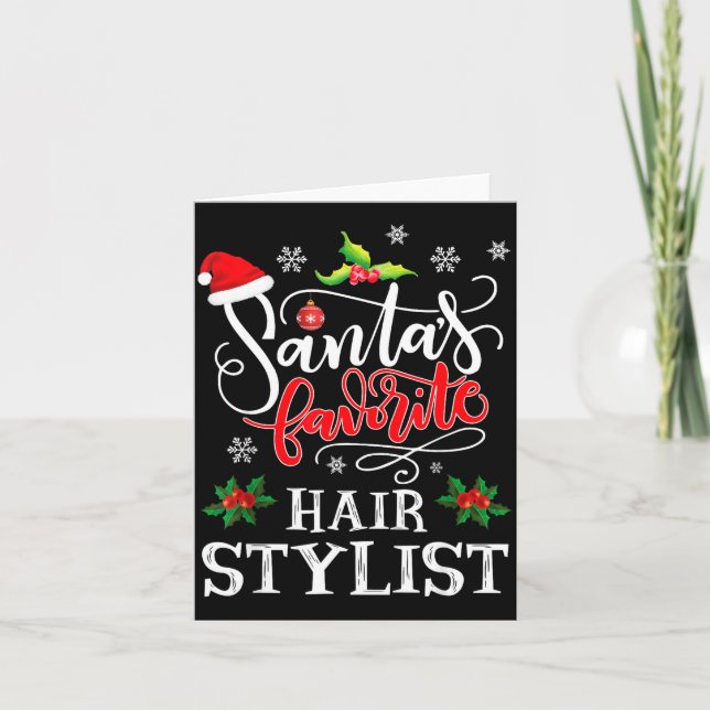 Santa's Favorite Hair Stylist Santa Hat Christmas  Karte (Vorderseite)