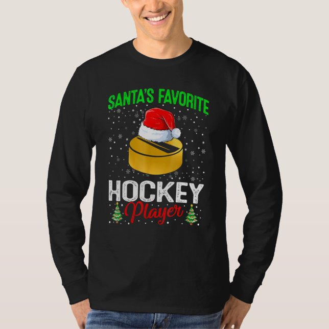 Santa's Favorite Hockey Player Matching Family Chr T-Shirt (Vorderseite)