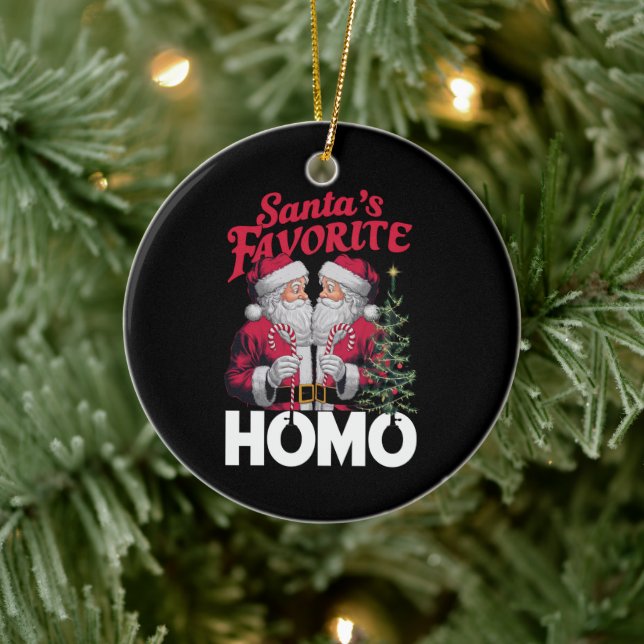 Santas Favorite Homo Gay Christmas LGBTQ Prix Keramik Ornament (Baum)