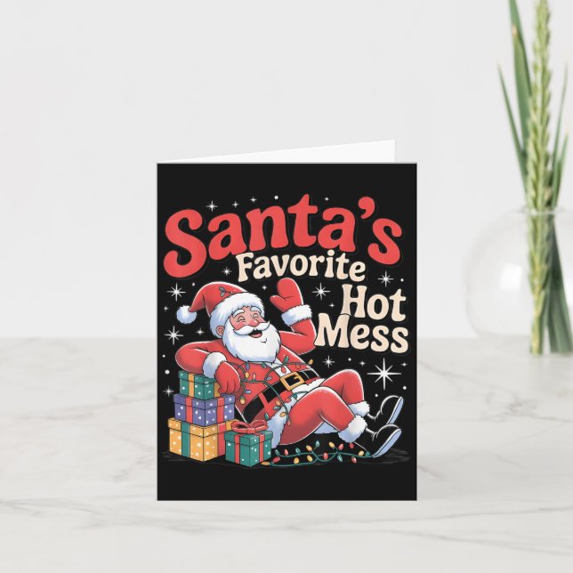 Santa's Favorite Hot Mess Christmas Funny Margarit Karte (Vorderseite)