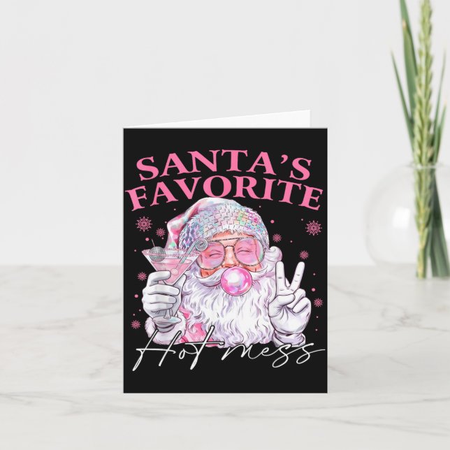 Santa's Favorite Hot Mess Funny Christmas  Karte (Vorderseite)