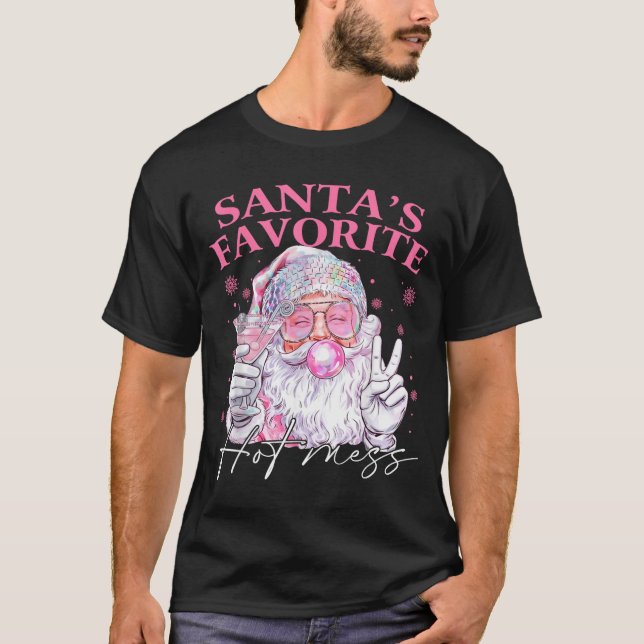 Santa's Favorite Hot Mess Funny Christmas  T-Shirt (Vorderseite)