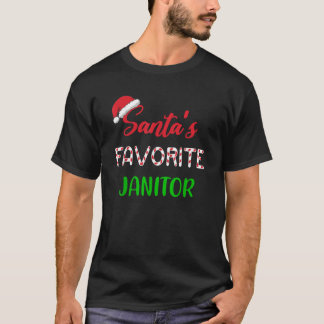 Santas Favorite Janitor Gift Funny Chritsmas Pajam T-Shirt