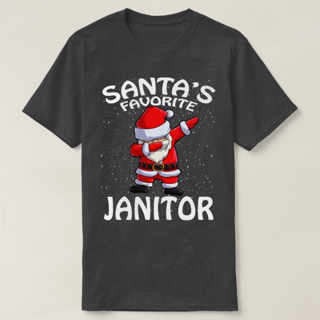 Santas Favorite Janitor Weihnachten T-Shirt (Design vorne)