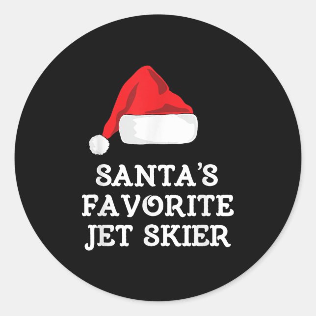 Santas Favorite Jet Skier Christmas Xmas Skiing Sk Runder Aufkleber (Vorderseite)