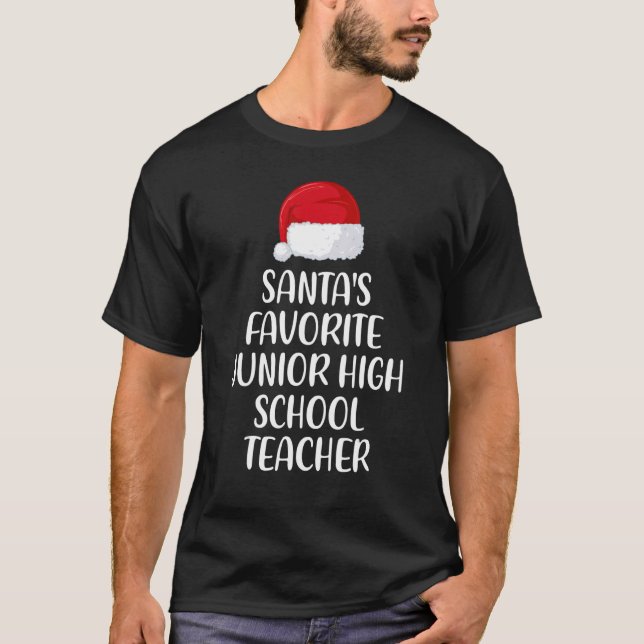 Santas Favorite Junior High School Teacher Christm T-Shirt (Vorderseite)