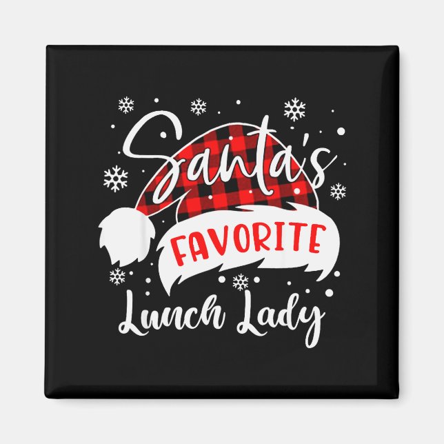 Santa's Favorite Lunch Lady Hat Flannel Christmas  Magnet (Vorne)
