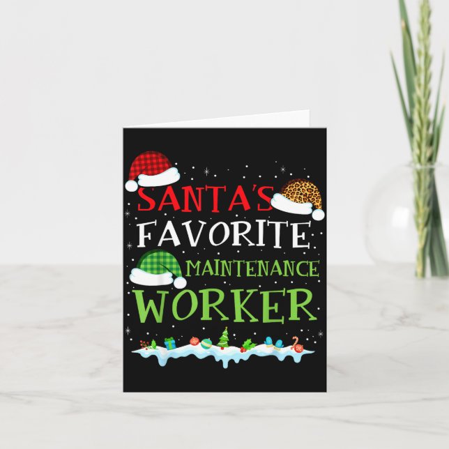 Santa's Favorite Maintenance Worker Fun Christmas  Karte (Vorderseite)