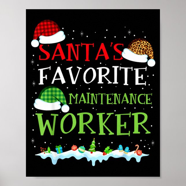 Santa's Favorite Maintenance Worker Fun Christmas  Poster (Vorne)