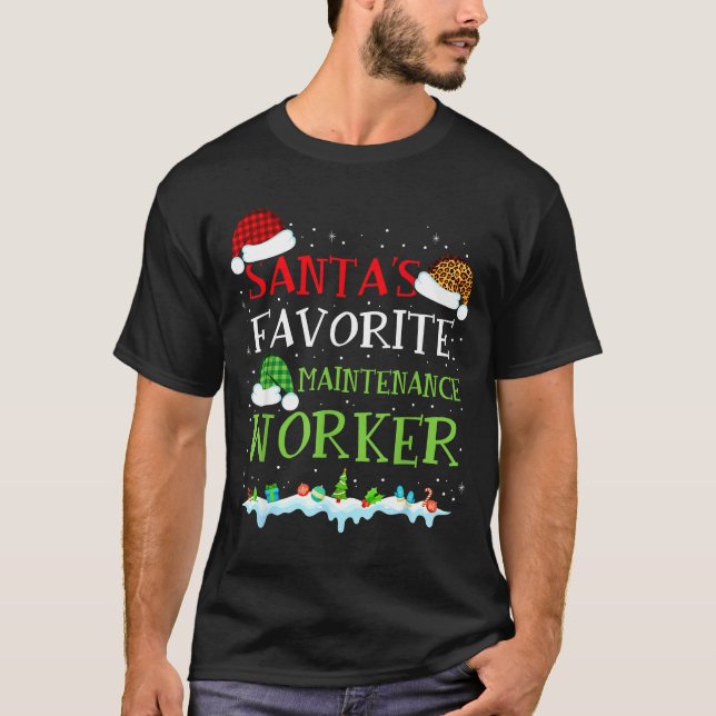 Santa's Favorite Maintenance Worker Fun Christmas  T-Shirt (Vorderseite)