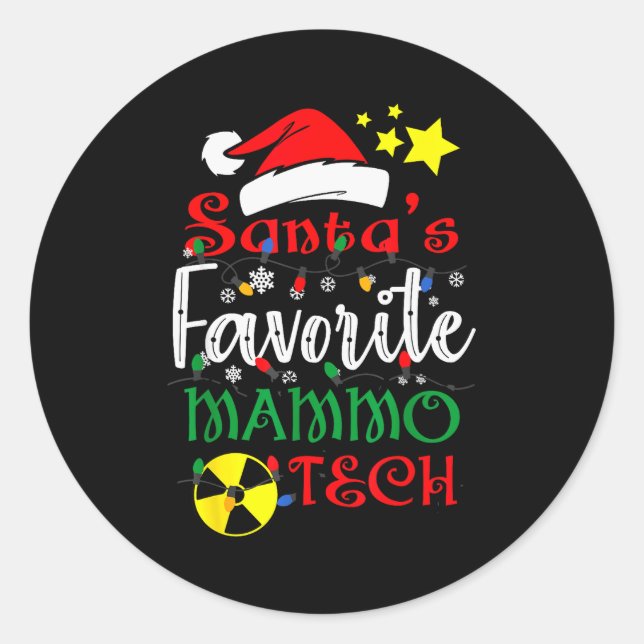 Santa's Favorite Mammo Tech, Mammography Christmas Runder Aufkleber (Vorderseite)