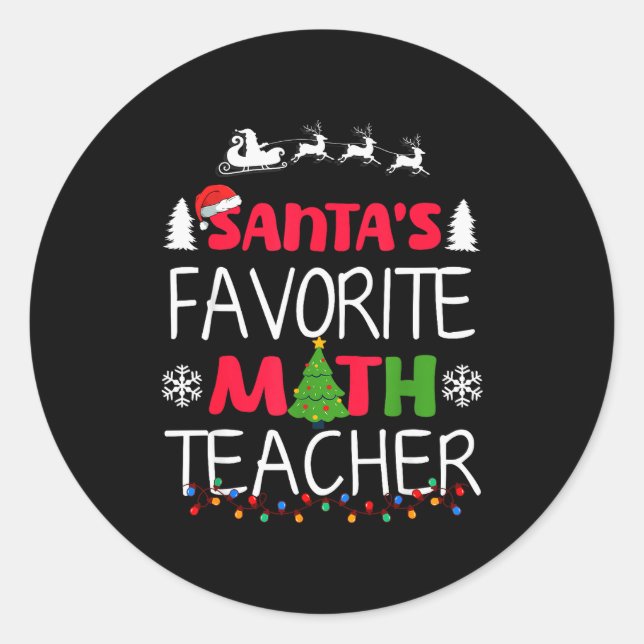 Santa's Favorite Math Teacher Christmas Mathematic Runder Aufkleber (Vorderseite)