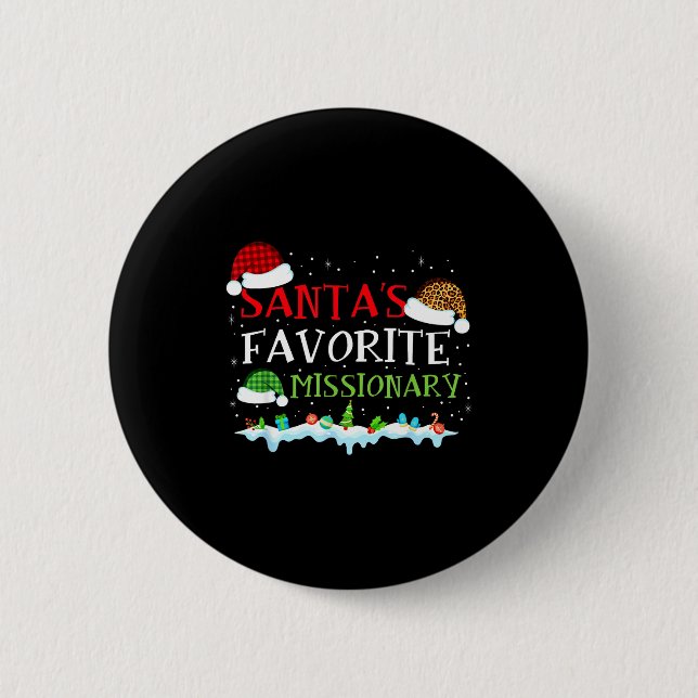 Santa's Favorite Missionary Fun Christmas  Button (Vorderseite)