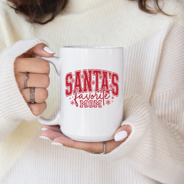 Santa's Favorite Mom Coffee Mug Kaffeetasse (Personalize this cute Santa's Favorite Mom coffee mug. )